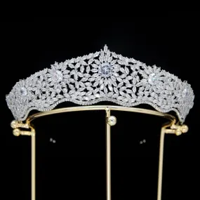 Classic Zirconia Wedding Tiara,Crystal Big Tiara for Bride,Prom,Party Head Accessories GH0070