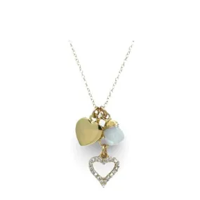 Cluster Necklace: Pave Heart, GF Heart and Rough Cut Moonstone (NGCL4576)