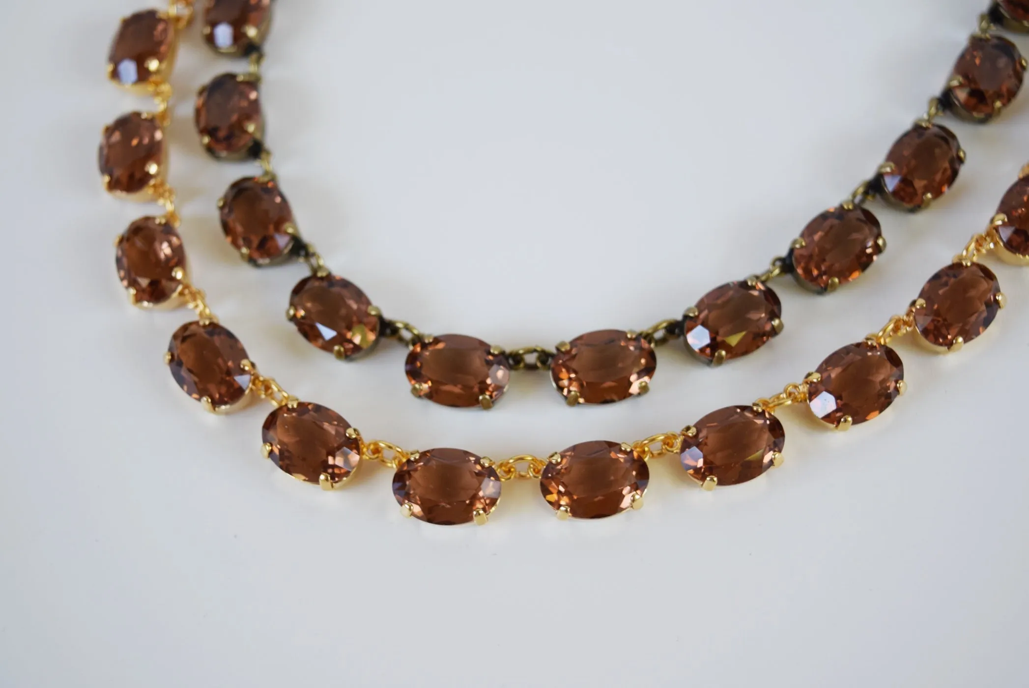 Colorado Topaz Swarovski Crystal Necklace - Medium Oval