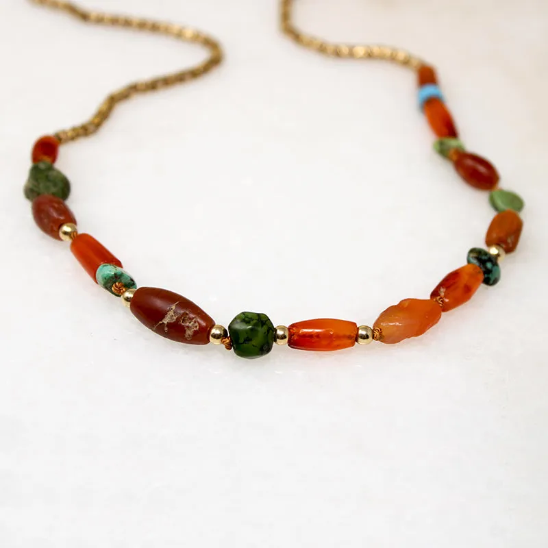 Colorful Ancient Beads & Fancy Chain Necklace by Ancient Influences