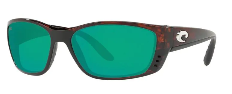 Costa Del Mar Mens Fisch Tortoise Frame - Green Mirror 580 Glass Lens - Polarized Sunglasses