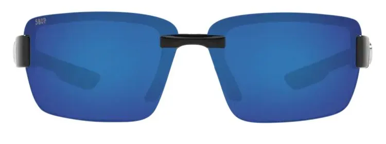 Costa Del Mar Mens Galveston Shiny Black Frame - Blue Mirror 580 Plastic Lens - Polarized Sunglasses