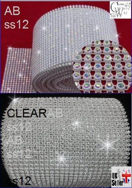 Crystal Diamante rhinestone ribbon flexible trim for cakes AB or CLEAR 1yrd by Crystal wedding uk