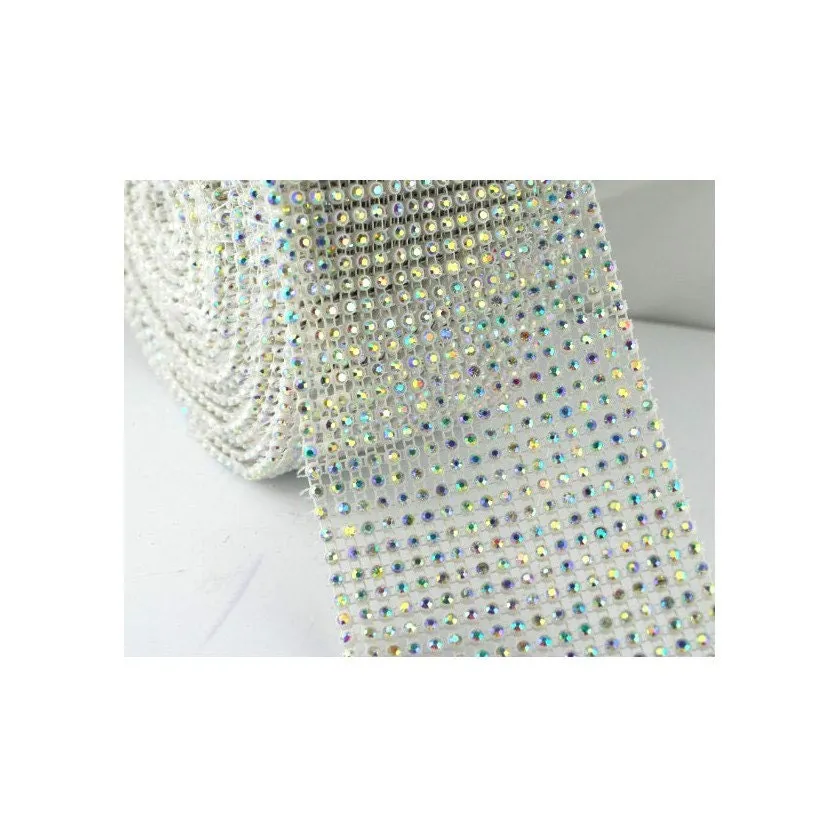 Crystal Diamante rhinestone ribbon flexible trim for cakes AB or CLEAR 1yrd by Crystal wedding uk