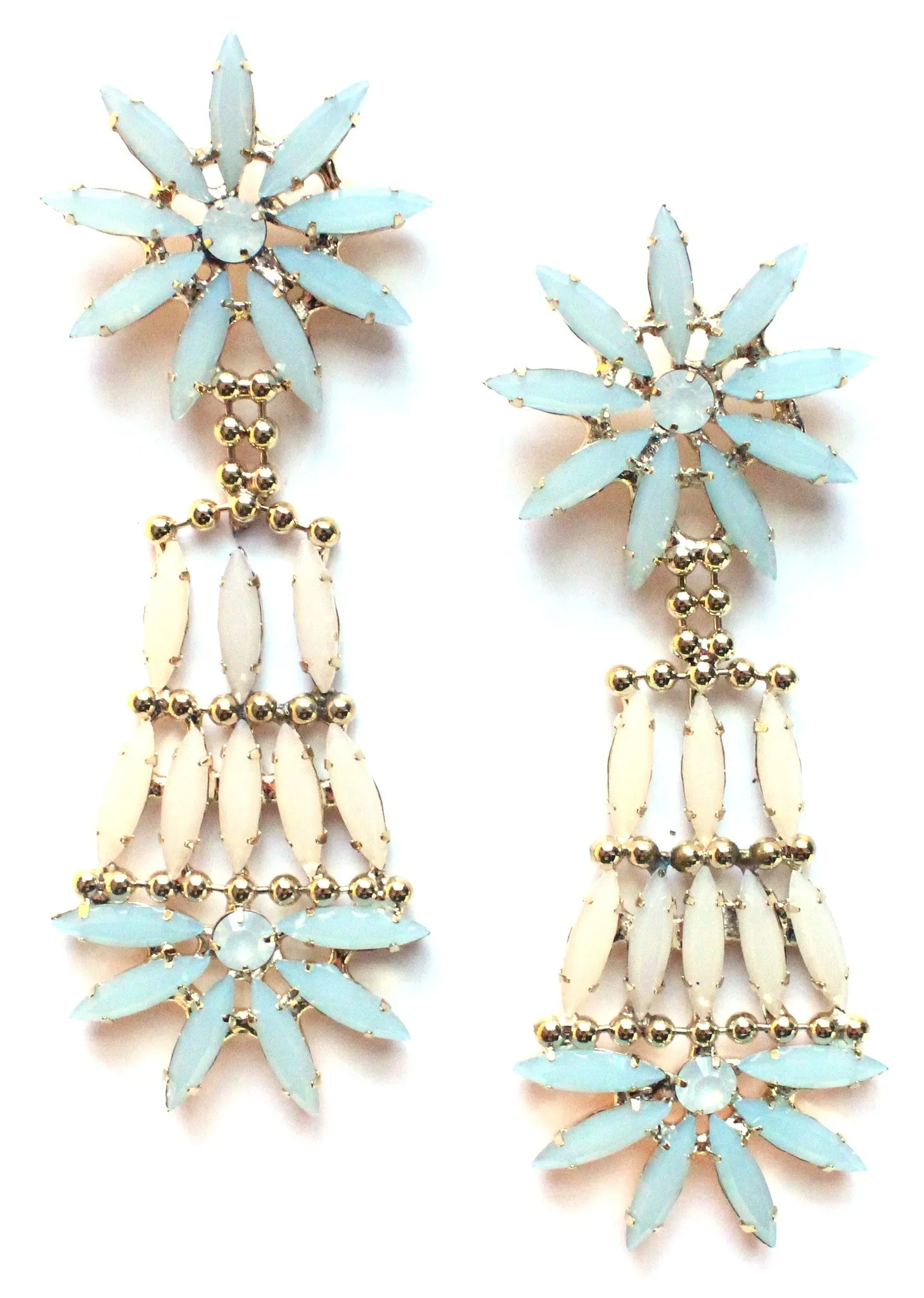 Crystal Floral Dangle Chandelier Earrings