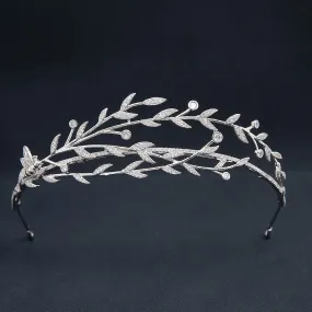 Cubic Zirconia Wedding Olive branch Tiara,Crystal Bride Headpieces for Women CH10397