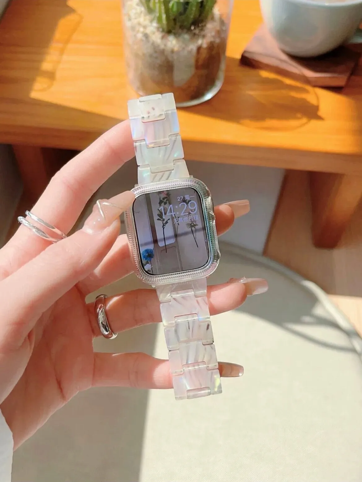 Cute Pearlescent Marble Bracelet iWatch Band Series 1 2 3 4 5 6 7 8 9 Ultra Generation 38mm 40mm 41mm 42mm 44mm 45mm 49mm Apple Watch Strap