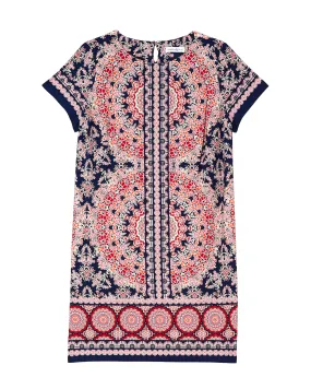 Cyprus Short Sleeve Sheath Dress | Navy / Red