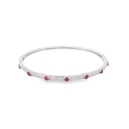 CZ Paved Colored Stone Bangle Bracelet (B111)