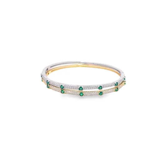 CZ Paved Colored Stone Bangle Bracelet (B111)