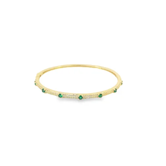 CZ Paved Colored Stone Bangle Bracelet (B111)