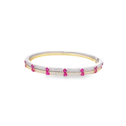 CZ Paved Colored Stone Bangle Bracelet (B111)