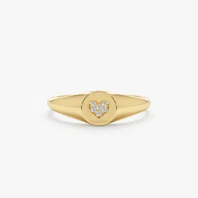 Diamond Heart Signet Ring, Kate