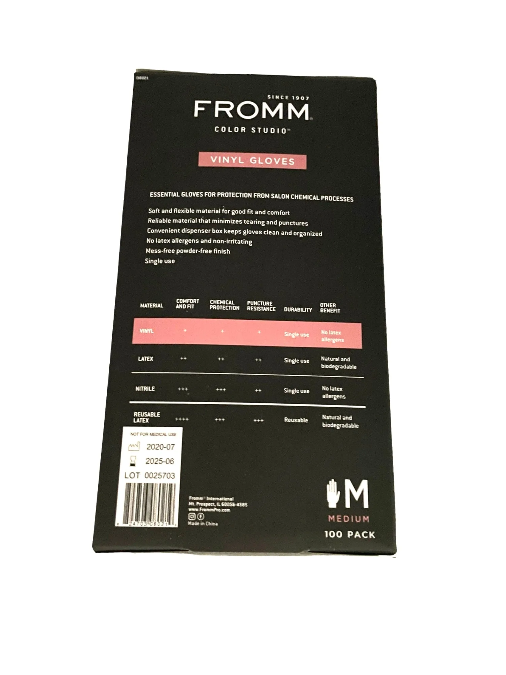 Disposable Gloves Fromm Vinyl Powder Free Gloves Med. 100 pk