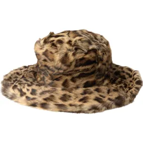 Dolce & Gabbana Brown Leopard Fur Women Bucket Hat