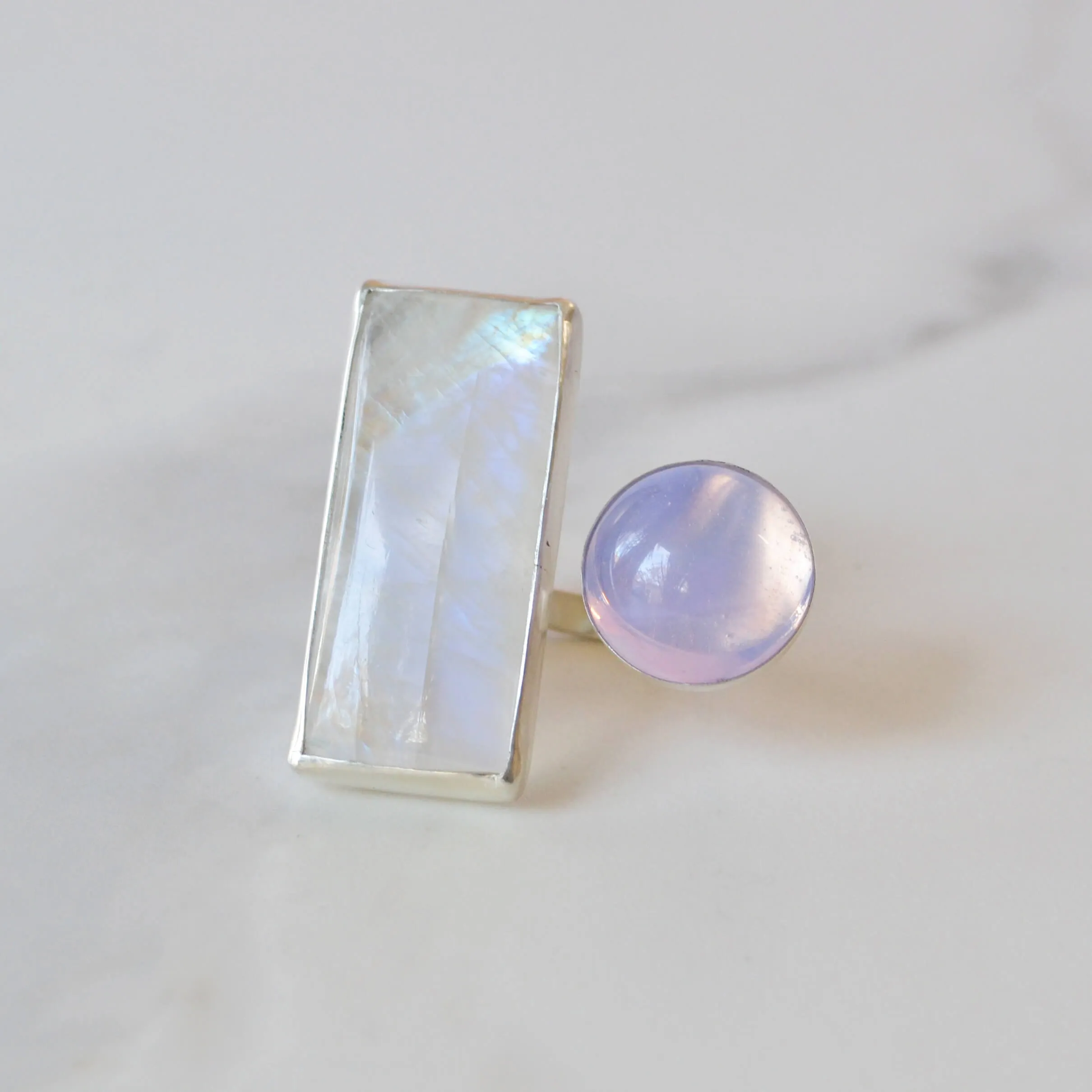 Double Moonstone Statement Two Finger Ring, One of a Kind