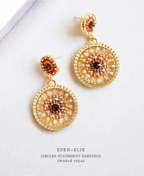 EDEN   ELIE Double Circle Statement Drop Earrings - smoked topaz