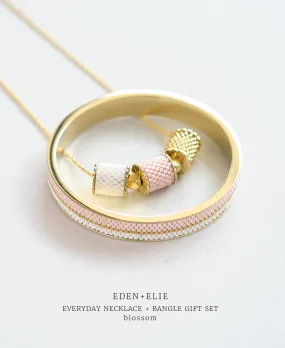 EDEN   ELIE Everyday Adjustable Length Necklace   Bangle Set - blossom pink