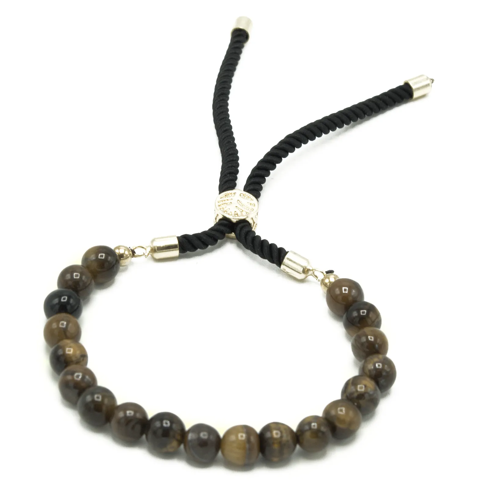 Elegant 18K Gold Plated Tiger Eye Gemstone Black String Bracelet - Adjustable & Fashionable