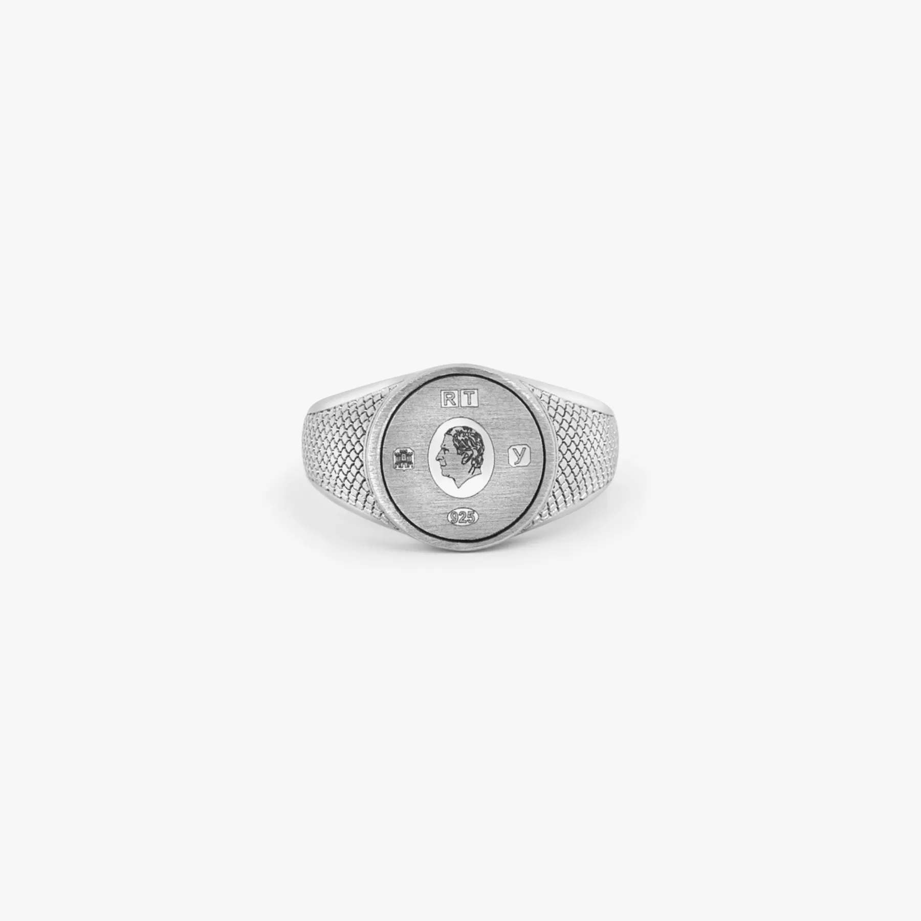 Engravable Regalia Signet Ring In Rhodium Plated Silver