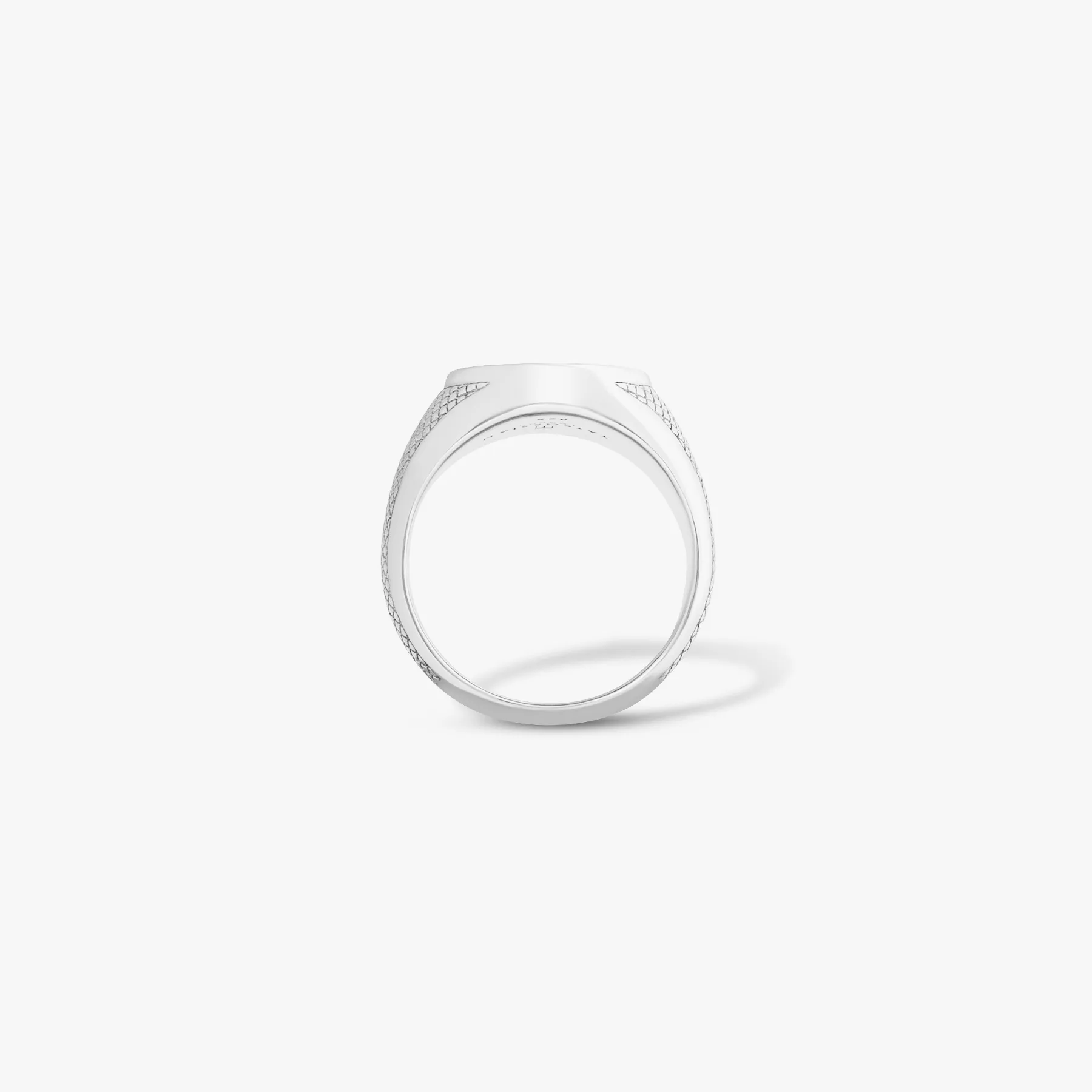 Engravable Regalia Signet Ring In Rhodium Plated Silver