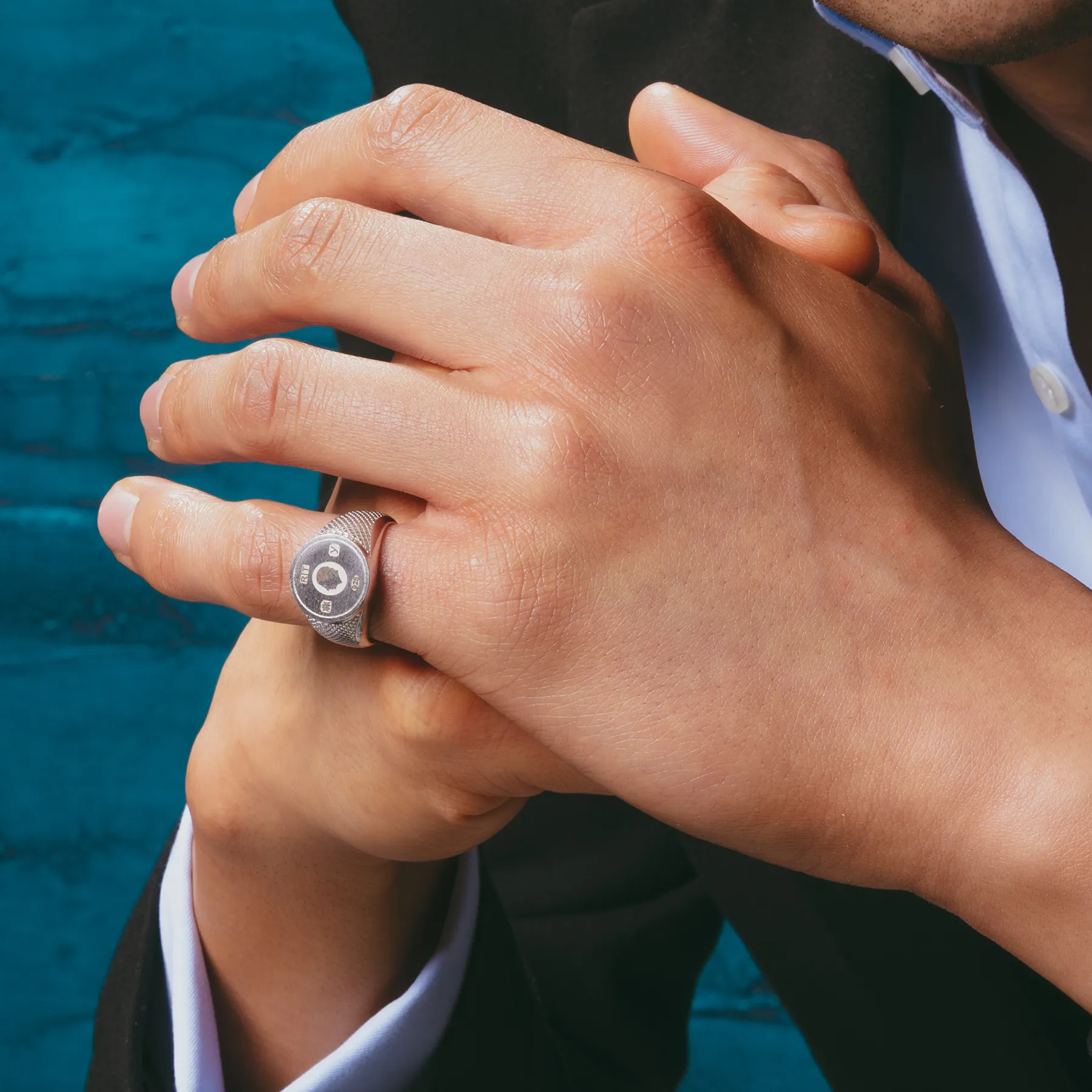 Engravable Regalia Signet Ring In Rhodium Plated Silver