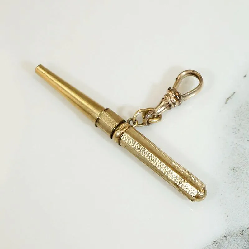 Engraved Gold Sheeted Victorian Watch Key