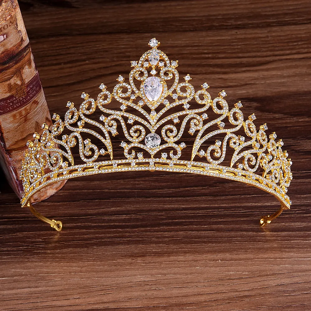 European luxury inlaid rhinestone zircon bridal large crown wedding dress tiara princess birthday headband