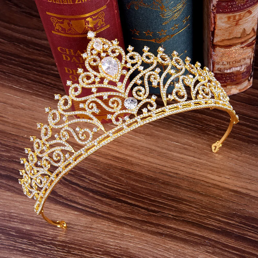 European luxury inlaid rhinestone zircon bridal large crown wedding dress tiara princess birthday headband