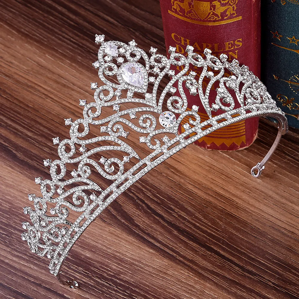 European luxury inlaid rhinestone zircon bridal large crown wedding dress tiara princess birthday headband