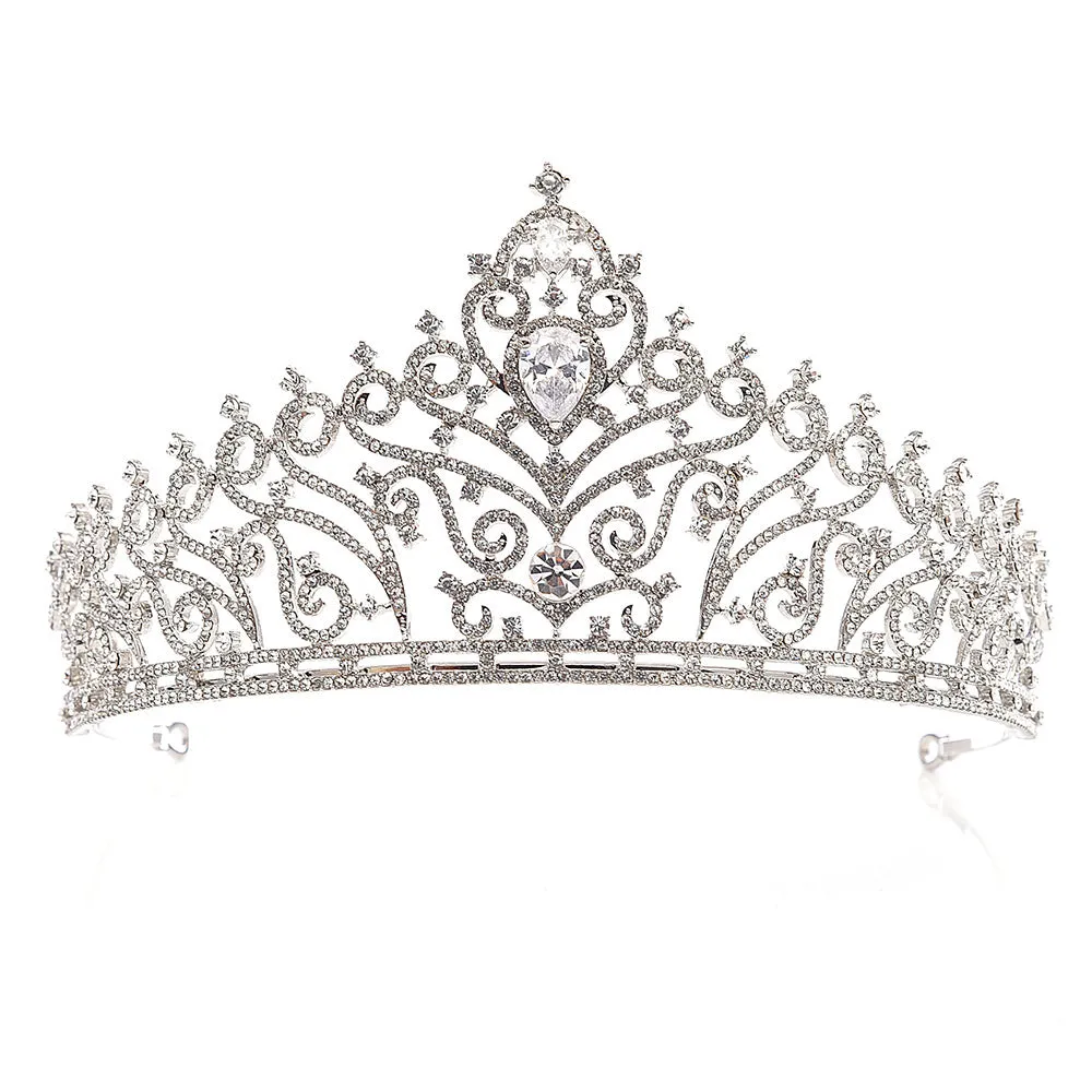 European luxury inlaid rhinestone zircon bridal large crown wedding dress tiara princess birthday headband