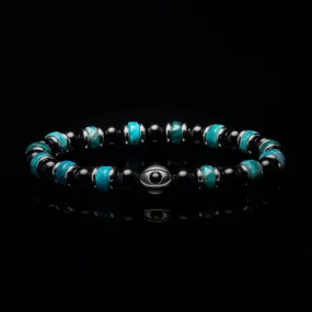 Evil Eye Turquoise & Onyx Beaded Bracelet