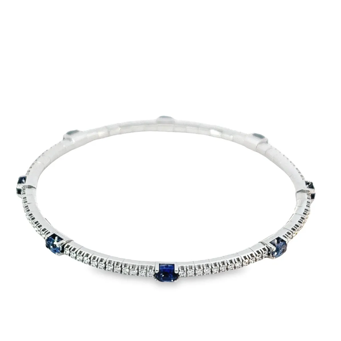 Ex-Tensible™ Oval Blue Sapphire Station & Diamond Stretch Tennis Bracelet