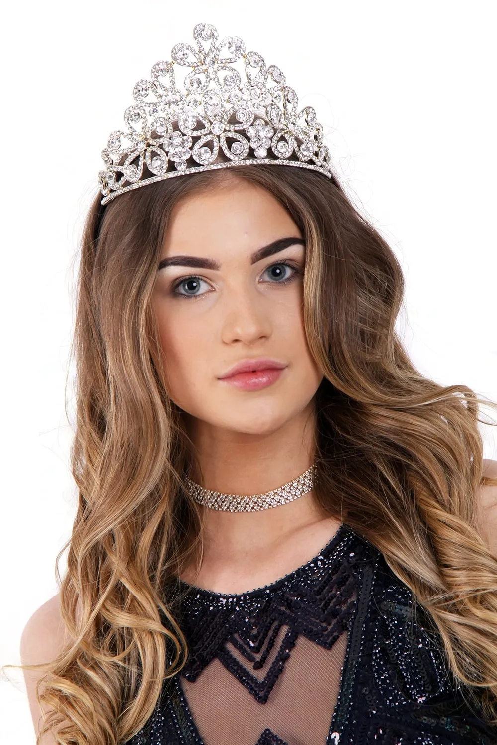 Floral Diamante Crystal Prom Tiara