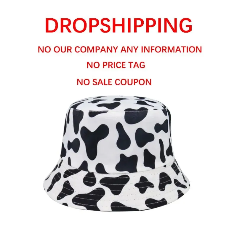 FOXMOTHER New Fashion Reversible Black White Cow Pattern Bucket Hats Fisherman Caps For Women Gorras Summer