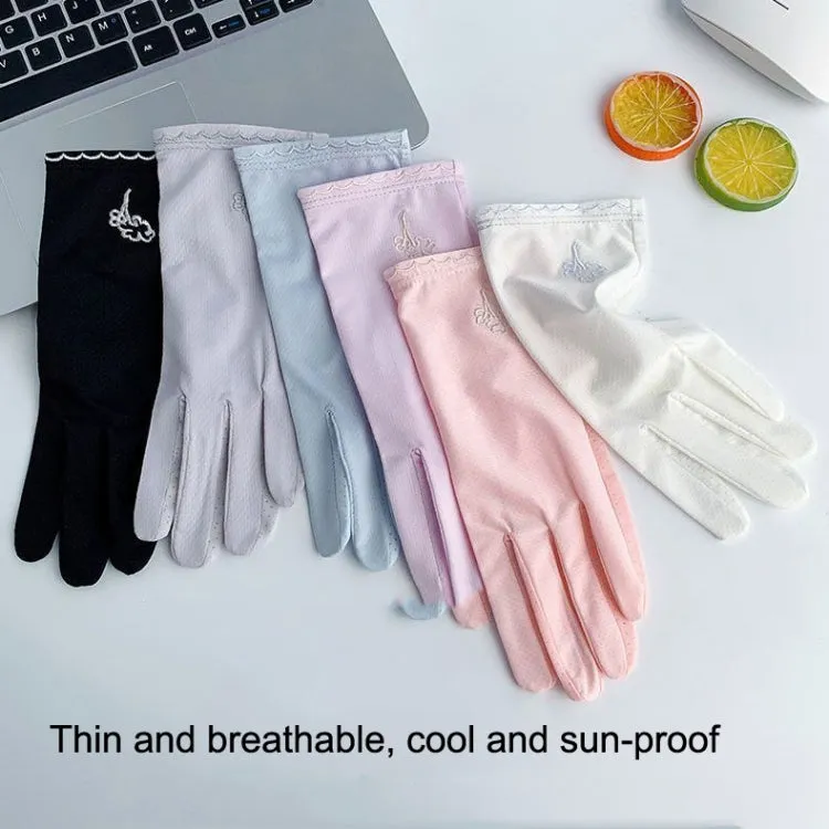 Free Code Summer Sunscreen Anti-ultraviolet Ice Silk Thin Gloves(Blue)