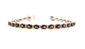 Garnet & Cubic Zirconia Bracelet in Sterling Silver