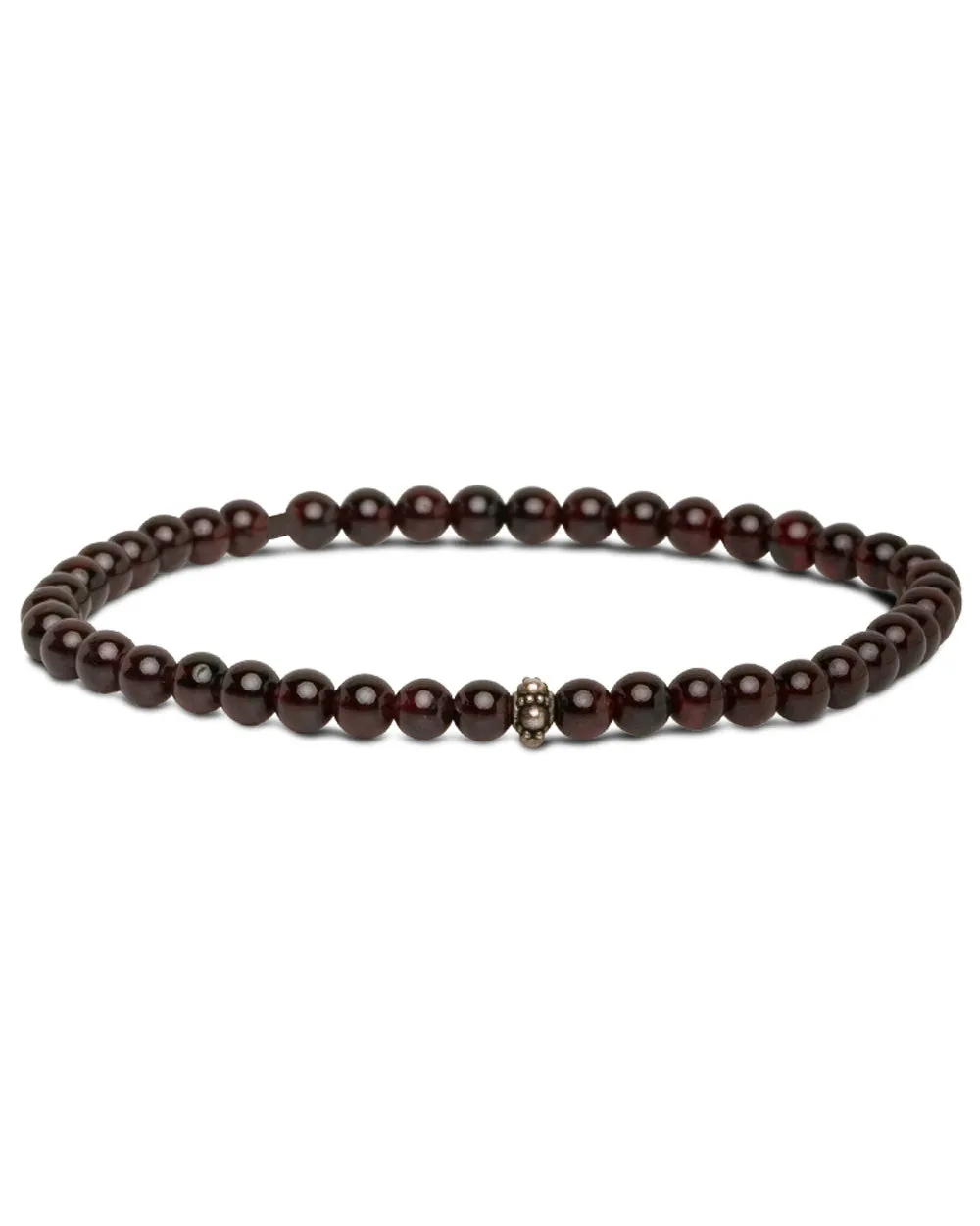 Garnet Onyx and Sterling Silver Beaded Bracelet