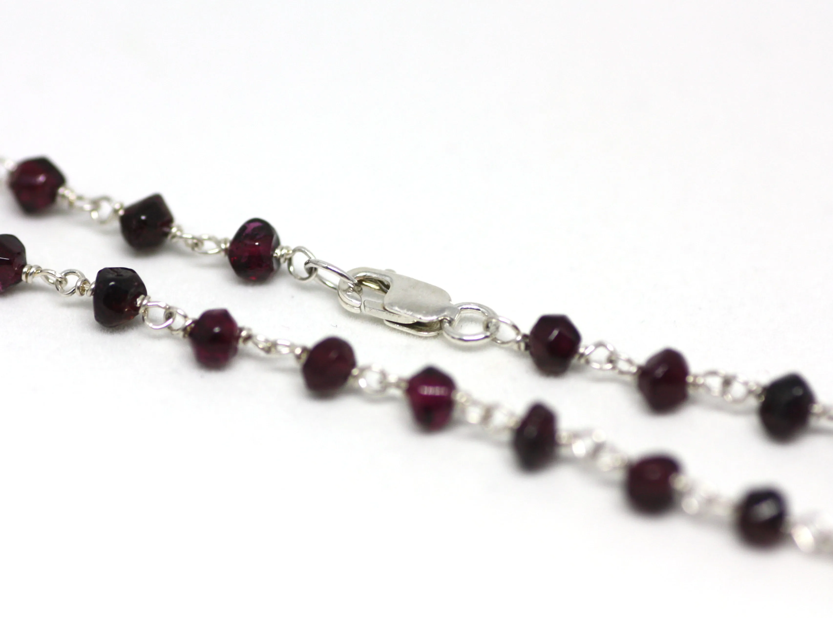 Garnet Rondelle Bracelet in Wire Wrapped Silver