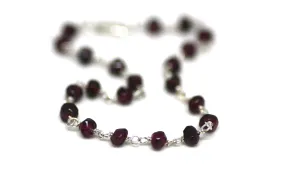 Garnet Rondelle Bracelet in Wire Wrapped Silver