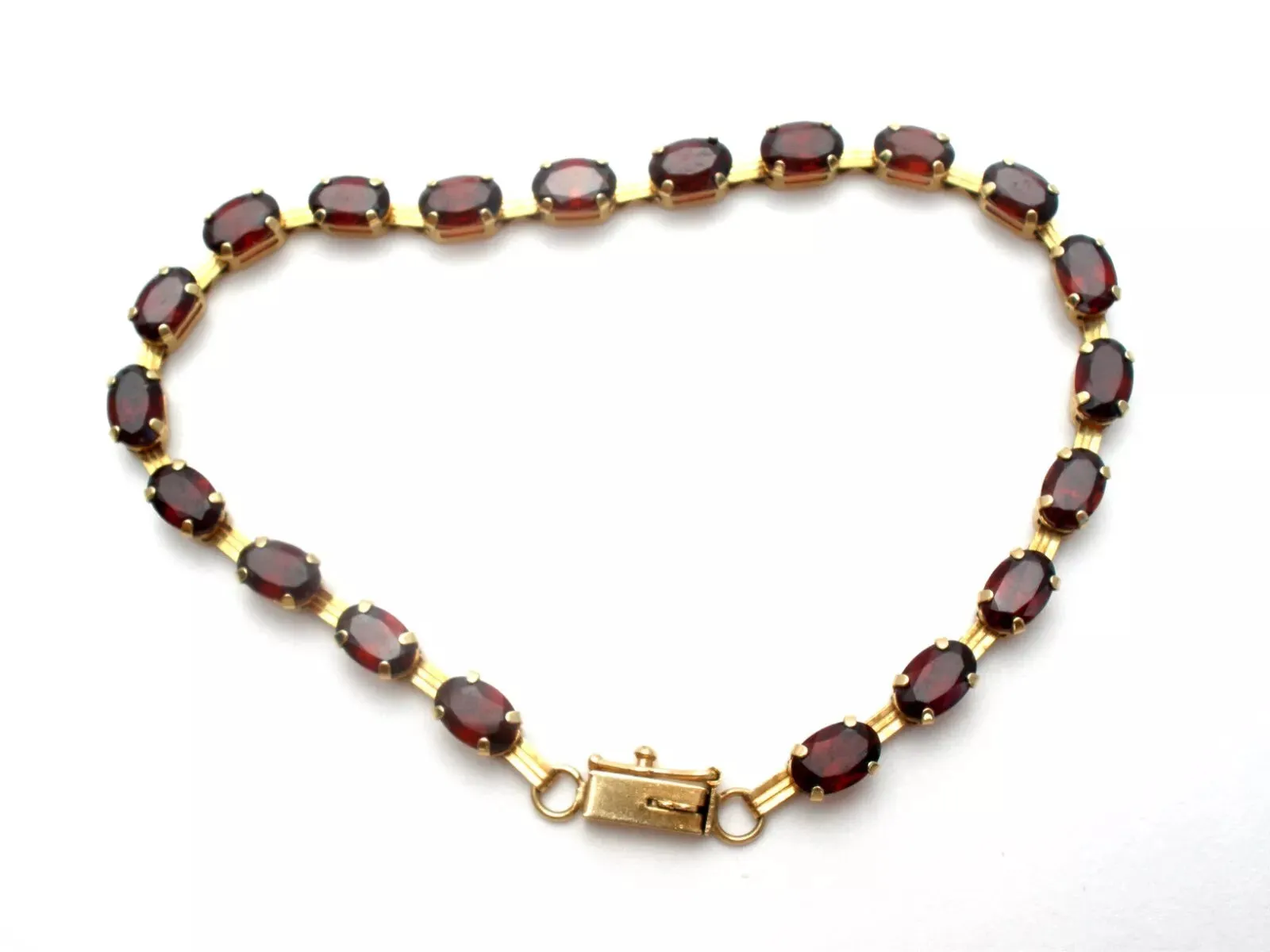 Garnet Tennis Bracelet 10K Yellow Gold Vintage