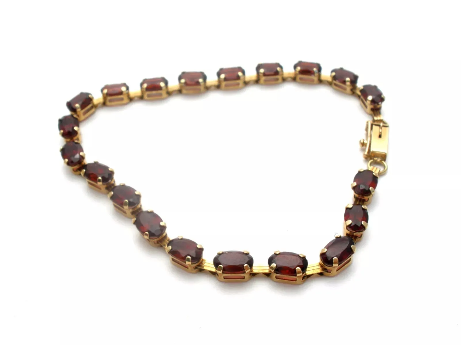 Garnet Tennis Bracelet 10K Yellow Gold Vintage