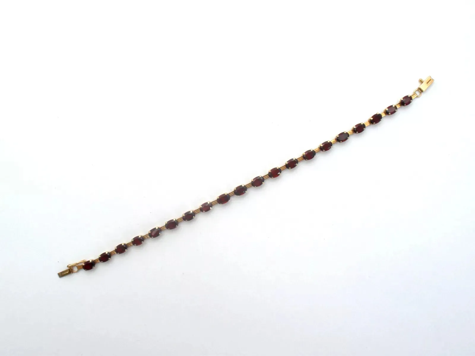 Garnet Tennis Bracelet 10K Yellow Gold Vintage