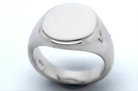 Genuine Full Solid Heavy New 9ct 9k White Gold Oval Signet Ring Size I 1/2