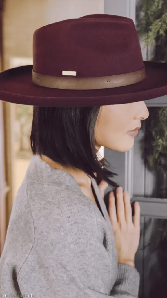 Gigi Pip Luca Pencil Brim Teardrop Fedora - Dark Cherry