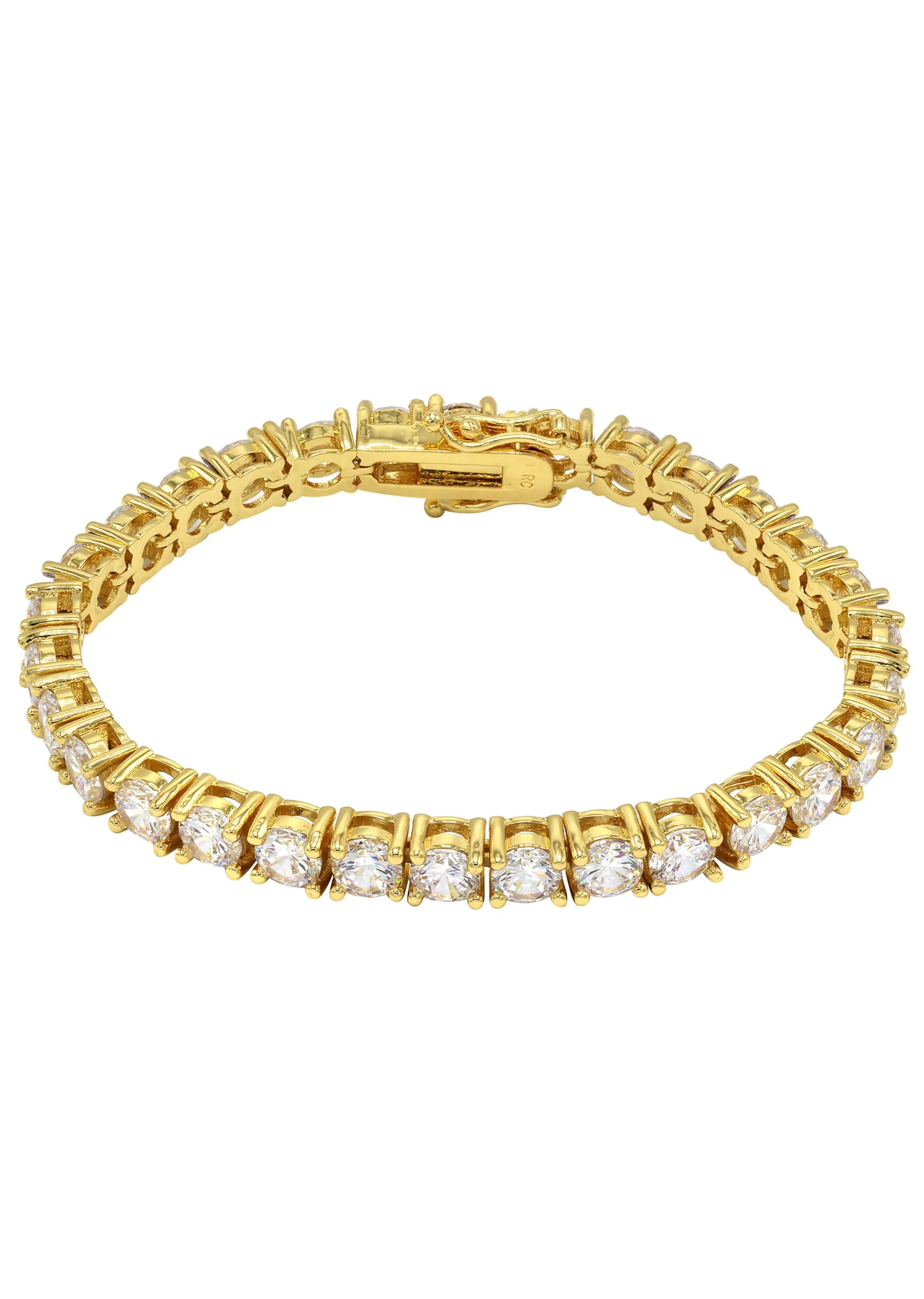 Gold Iced Out Tennis Chain & Bracelet ( 4 Mm )