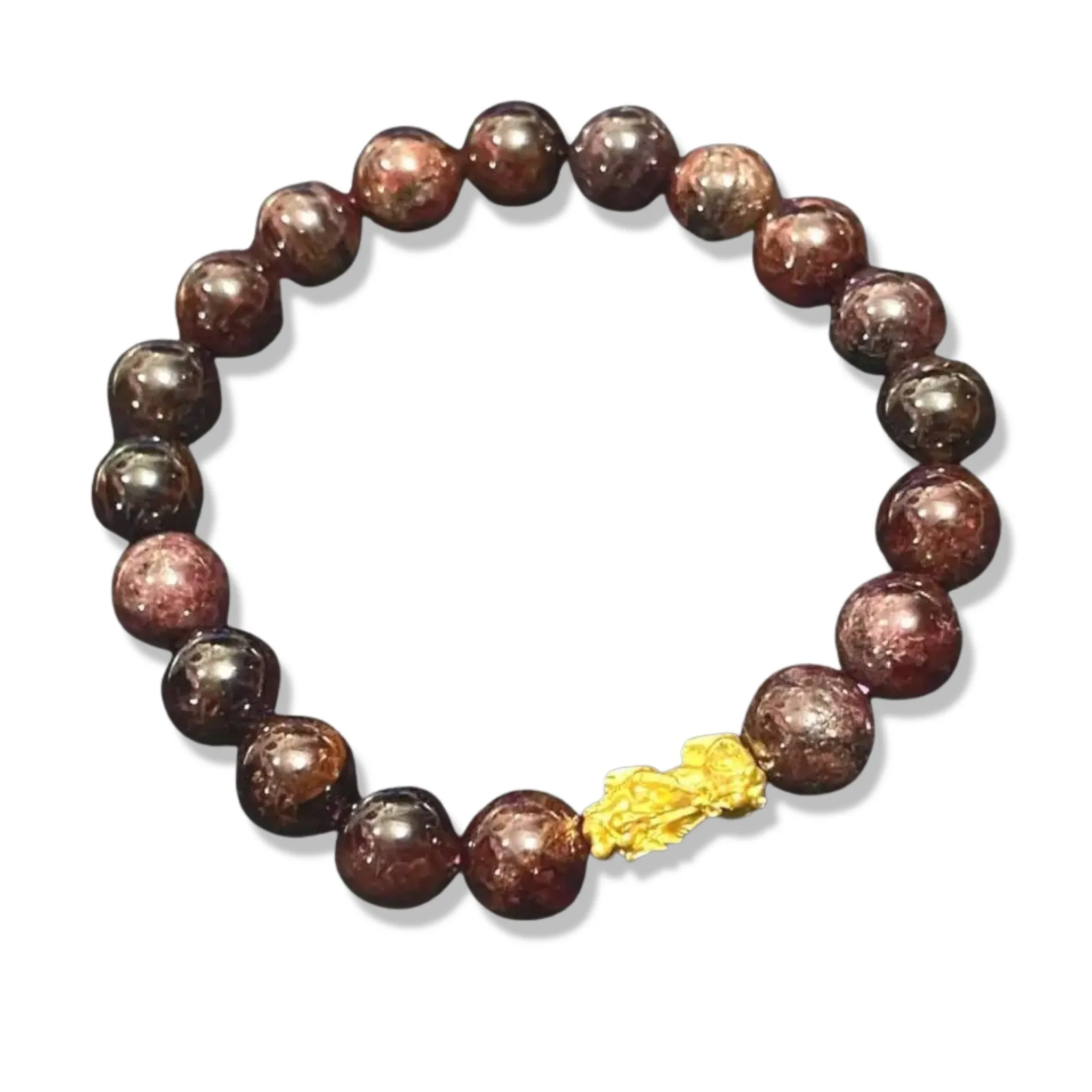 GOLD PIYAO | 24K Lucky Piyao Red Garnet Gemstone Bracelet