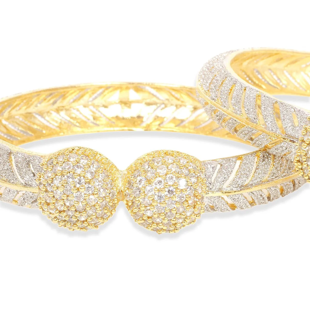 Gold Plated American Diamond Bangle Set For Girls & Women