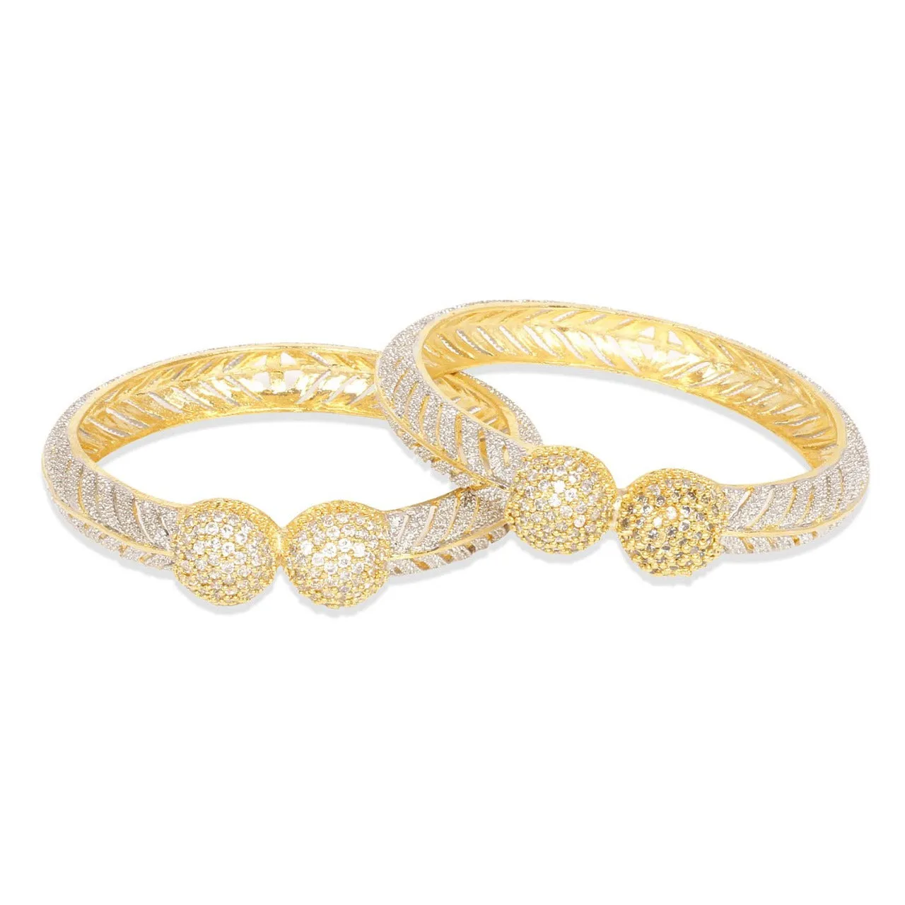 Gold Plated American Diamond Bangle Set For Girls & Women