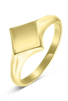 Gold Plated Sterling Silver Diamond Shape Signet Ring